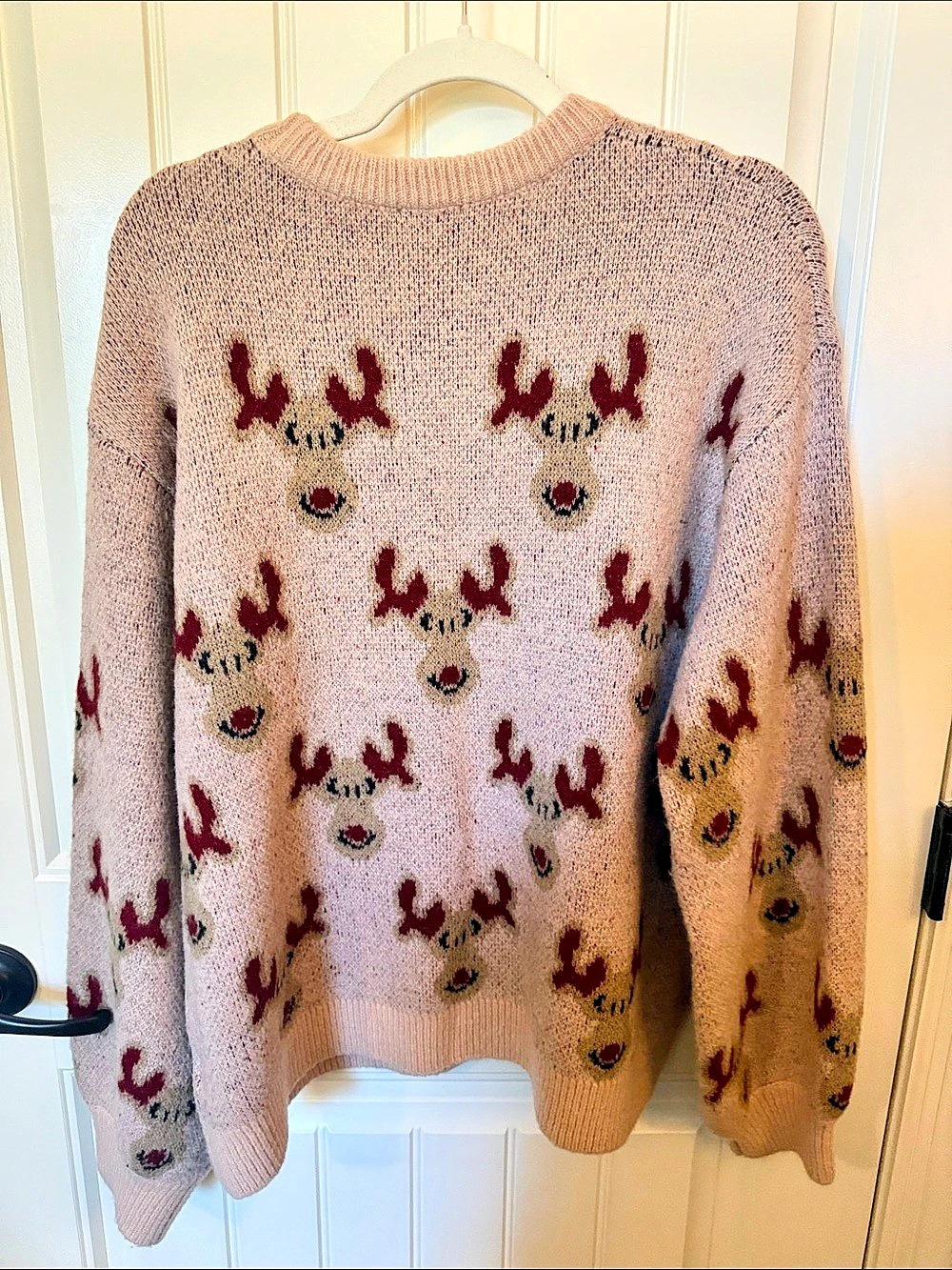 Bibi Reindeer Sweater in Beige XL Like New - Picture 2 of 7